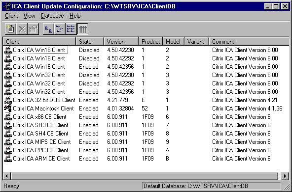 138 Citrix ICA Win32 Clients Administrator s Guide To start the ICA Client Update Configuration utility 1.