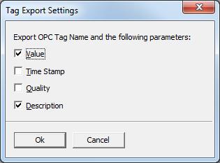 Export tags to a CSV file Export of existing tags It is possible to export the existing tags of a connection to a CSV file using "AO-OPC Remote Control".