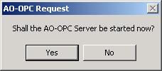 Remote control of the AO-OPC server is not allowed at all. Port: Indicates the port number used for remote control by the OPC server.