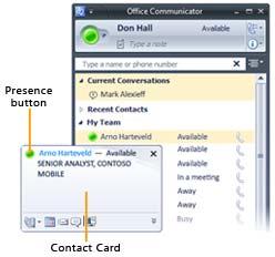 Unified Communications: How-To / Communicator Presence & Instant Messaging Page 13 of 69 View a Person's Contact Card A person s contact card provides details about the contact s availability and