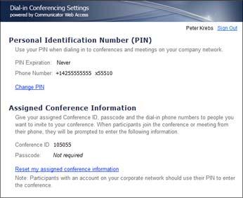 In the browser window Address bar, type the address of the Dial-in Conferencing Settings page that was provided to you by your administrator. For example, https://im.contoso.com/dialin.