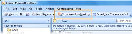 Unified Communications: How-To / Conferencing With Live Meeting Page 60 of 69 Conferencing With Live Meeting Schedule a Live Meeting You can schedule a Live Meeting where you can use Web conferencing