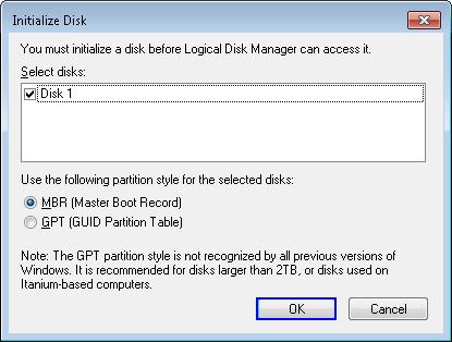 detection. Figure 3-1 New disk detected on Windows7 Select Computer Management -> Disk Management and Pop-up menu will be displayed as shown in Figure 3-2.