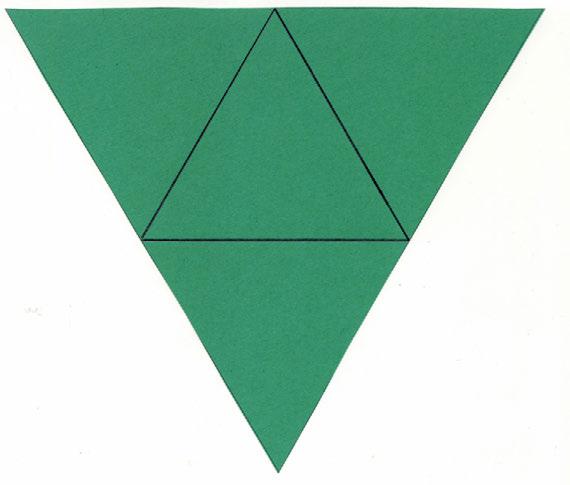four smaller triangles. This can be folded up to create a half net, however, nothing needs to be cut away.