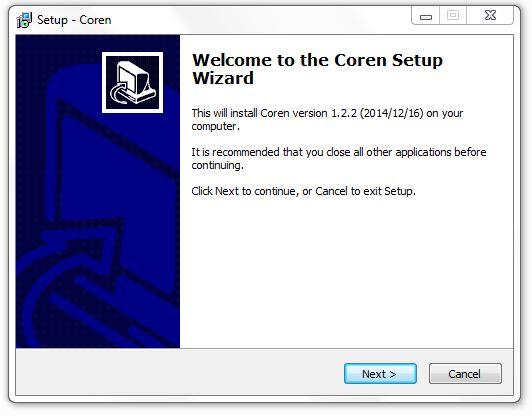 2 - Software installation Complete the following steps to install the Coren software.