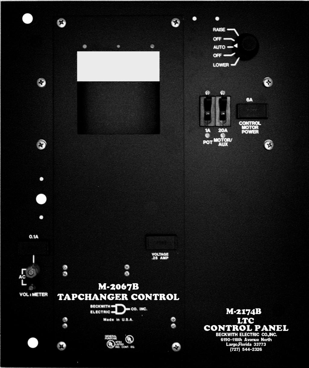 CONTROLS Replacement Panel M 174B Adapts M 001 Series Digital Tapchanger Control to Replace Moloney/Tempo LTC Control Panel Connects easily to the M 001 Series Digital Tapchanger Control using