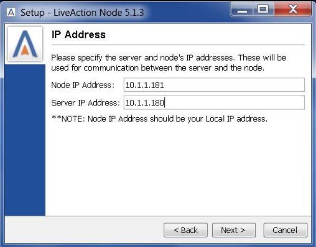 Ensure that you provide the complete path of the directory. The default path is C:\LiveAction Node Data\5.