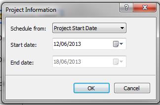 Click on Project Information, from here select the start date of the project.