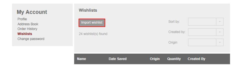 Wishlist Create Product Upload Another possibillity is to upload a prepared list to the shop.