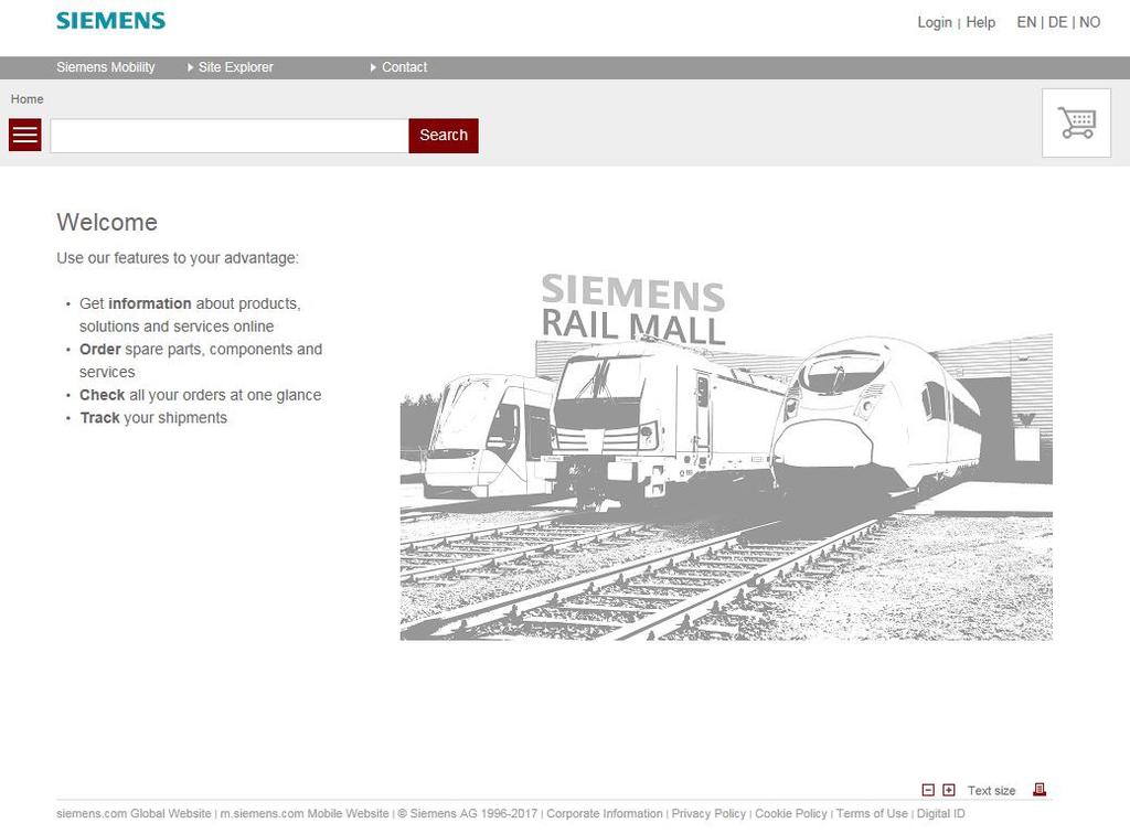 Rail Mall 4.0 - At a glance www.siemens.com/railmall In the Siemens Mobility Rail Mall you can also browse through our portfolio without registration.