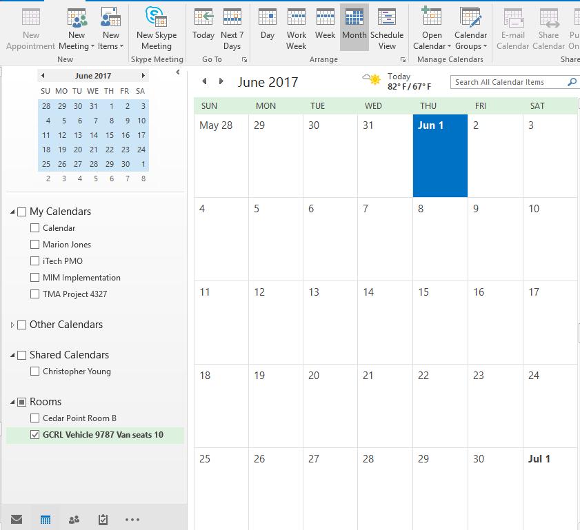 (a.) Once you add the Vehicle s calendar to your desktop, it will add a section below My Calendars called Rooms. The item labeled Calendar under My Calendars is your personal calendar.