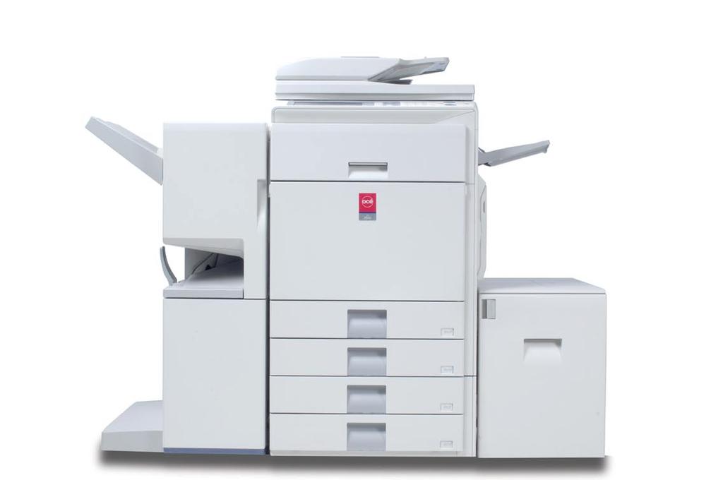 Standard reversing automatic document feeder 100 sheet capacity for scanning at up to 48 opm. Optional saddle-stitch booklet maker Create up to 40 page stapled booklets.