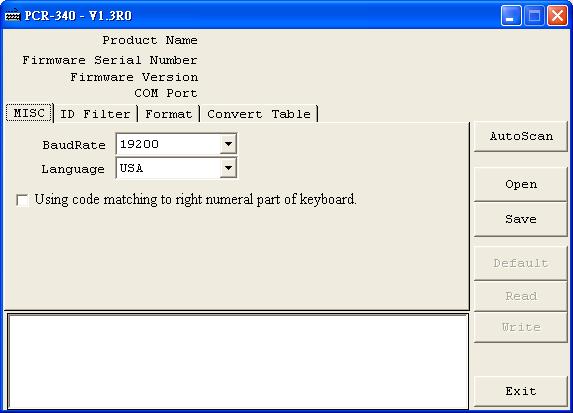 Software Operation First connect PCR340 with PC through RS-232 port, then run demo software on the