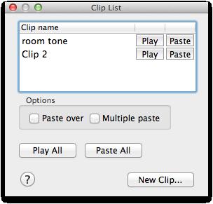 clip list used to save audio for later use N