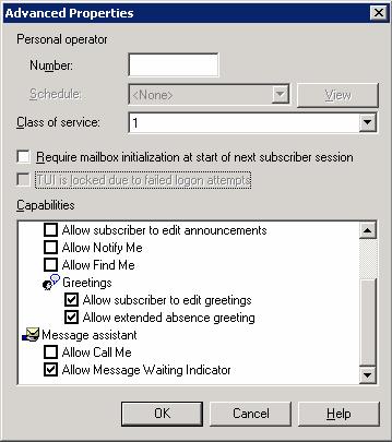 6. In the Advanced Properties dialog box (see below), scroll to the Message