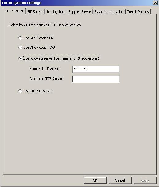 2. Select the TFTP Server tab.