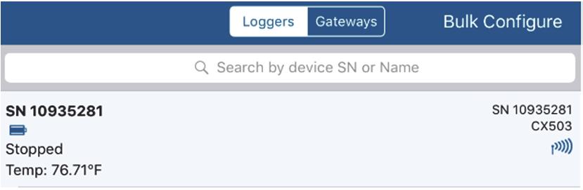 App only users: The logger includes preset configurations. To set up a custom configuration, tap the Settings icon and tap CX500 Logger before completing these steps. See www.intempconnect.