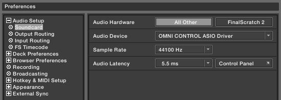 Next, under the Audio Device pull-down menu, select OMNI CONTROL ASIO Driver. 4. Then click on the Output Routing tab. 5.