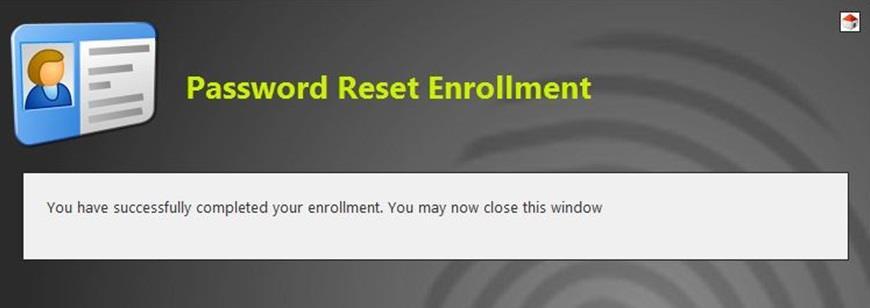 3.9 You will then see a message confirming successful enrolment for the password reset service. You can close this tab.