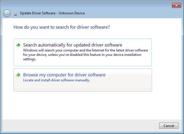 Appendices 3 Click Browse my computer for driver software. A dialog box is displayed to specify the location to browse for driver software.