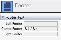 Set the margin from the top of the page to the header and the margin from the bottom of the page to the footer. Header/Footer Set the text to print in the header and footer.