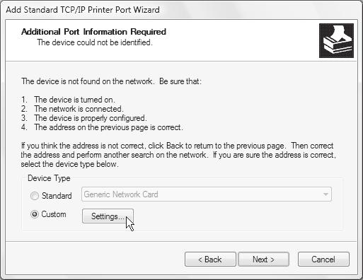 CHANGING THE PORT 3 Click the [Next] button. 6 Configure the port settings. 4 Enter the machine's IPv6 address in [Printer Name or IP Address] and click the [Next] button.