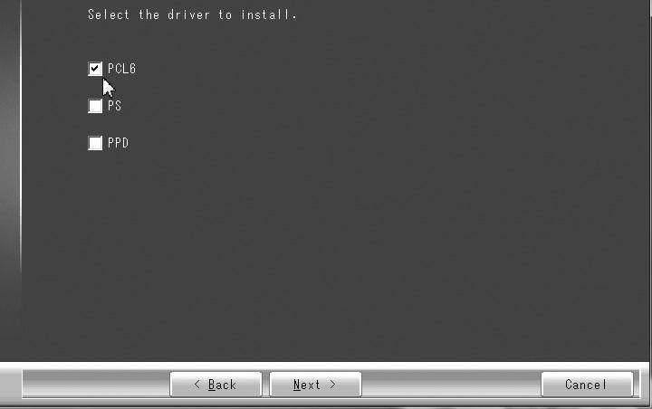 INSTALLING THE PRINTER DRIVER / PC-FAX DRIVER 5 6 When the model selection window appears, select the model name of your machine and click the [Next] button.