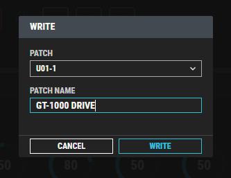 3. Select the save-destination user patch number. In this example, select U01-1.