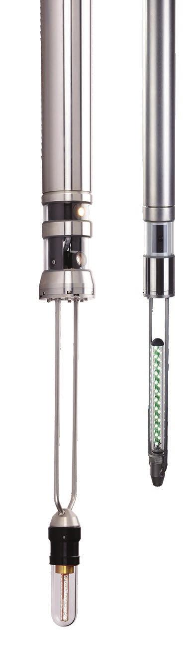 The lens module rotates continuously 360 to inspect the entire diameter or a casing joint.