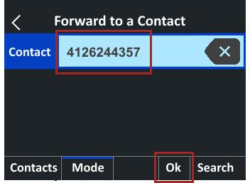 To forward your calls to another number, tap once inside the "Contact" field so that a cursor appears.