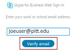 Your web browser will redirect to the University's Office 365 login page. After you enter your email address, you will be directed to the Pitt Passport login page.