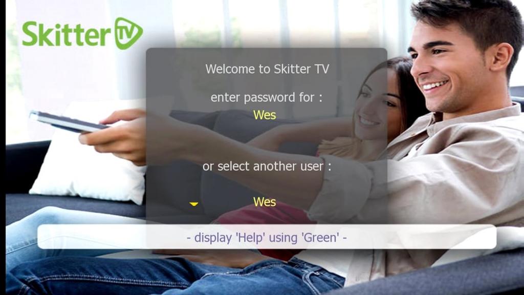 Initial Startup When you power up your set-top box for the first time, you will be prompted to log into your Skitter TV account.