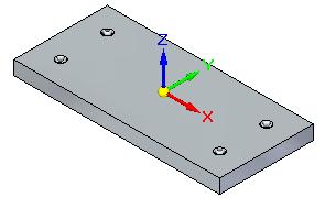par, hold down the left mouse button, drag the file into the assembly window, and then release the mouse button, as shown above. The baseplate is placed in the assembly, as shown below.