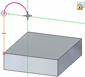 Basic part modeling Step 7: Draw an arc tangent to the line The Line command is still active, ready to draw another line connected to the endpoint of the previous line.