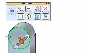 Basic part modeling Step 7: Select the sketch region Position the cursor over the circle as shown, and when the sketch region highlights,