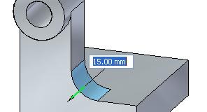 Lesson 1 Basic part modeling Step 2: Select the first edge to round Select the edge shown in the top illustration.