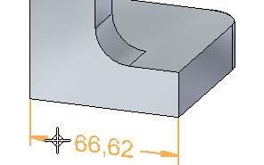 Position the cursor below the model, and click to place the dimension, as shown below.