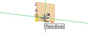 Basic part modeling Step 3: Specify the sketch plane using QuickPick Position the cursor over the base coordinate system as shown in the illustration above, stop moving the mouse for a moment, and