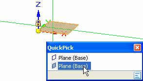 Move the cursor over the different entries in QuickPick, and notice that different principal planes on the coordinate system highlight in the graphics window.