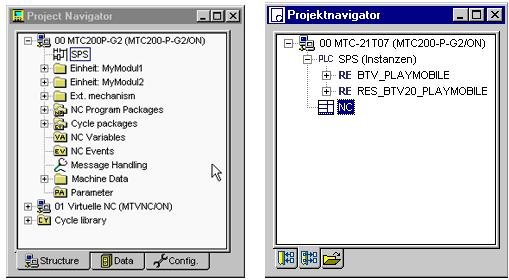 3-2 Navigating in the MT Interface MTGUI User Interface To access DriveTop, call the configuration in the Project Navigator with <F2>.