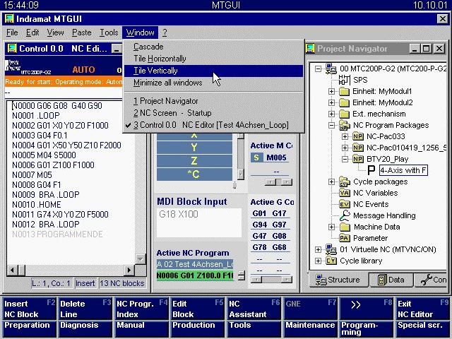 MTGUI User Interface Navigating in the MT Interface 3-3 3.3 Navigating Within the MTGUI Desktop Open desktop applications can be activated via the Window menu. Fig.