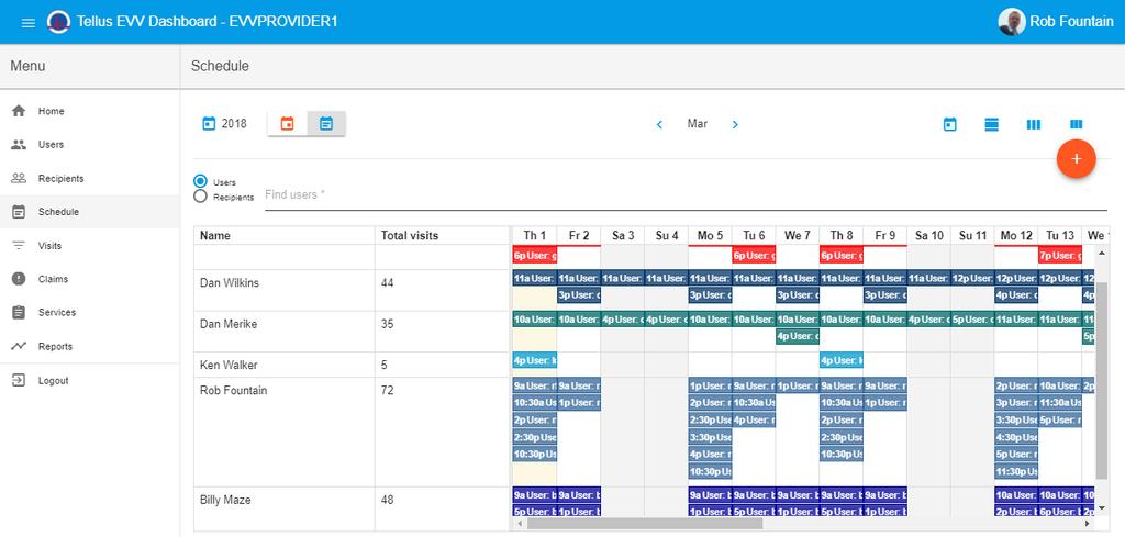 3.6 Schedule The schedule gives a view of the existing planned appointments. It provides the user the ability to view all scheduled appointments.