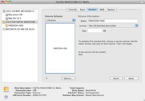 Partitioning your Freecom Mobile Hard Drive / Desktop Hard Drive under Mac OS X 1. Open the "Disk Utility". This can be found in "Applications" > "Utilities". 2. Click on the tab "Partition".