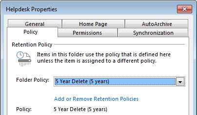 Outlook AutoArchive Settings Outlook Retention Policy Settings Administrators can create default retention policies for primary folders such as Inbox, Drafts, Sent Items, Deleted Items, and Junk