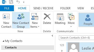 Go to the People or Contacts section of Outlook and click the New Contact List if you are using Office 00 or later, or go to the File menu and select New then Distribution List if you are using