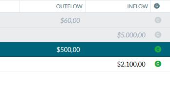 The save button is on the right end of the row. If you have regular income, you can also add this the same way, entering the amount in the Inflow column rather than the outflow.