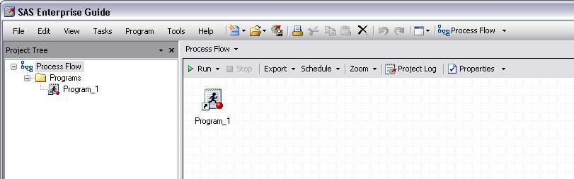 To view the process flow and then run the program, select the Process Flow shortcut on the menu bar.