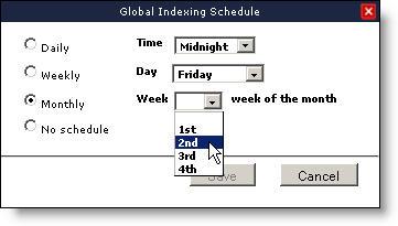 4 Modify the Indexing Schedule There are several ways to start the indexing process for a project: Immediately when the project is created.