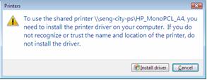 Remember to select this printer (which you have mapped) for your print job.