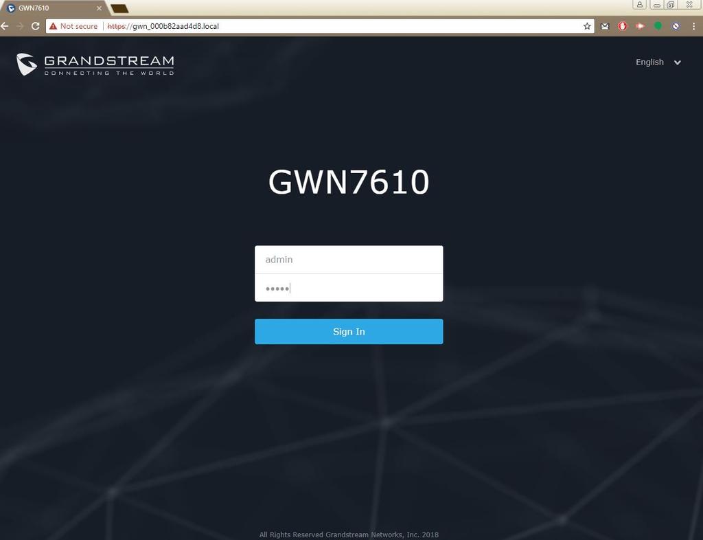 Discover the GWN7610 Once the GWN7610 is powered up and connected to the Network correctly, users can discover the GWN7610 using one of the below methods: Method 1: Discover the GWN7610 using its MAC